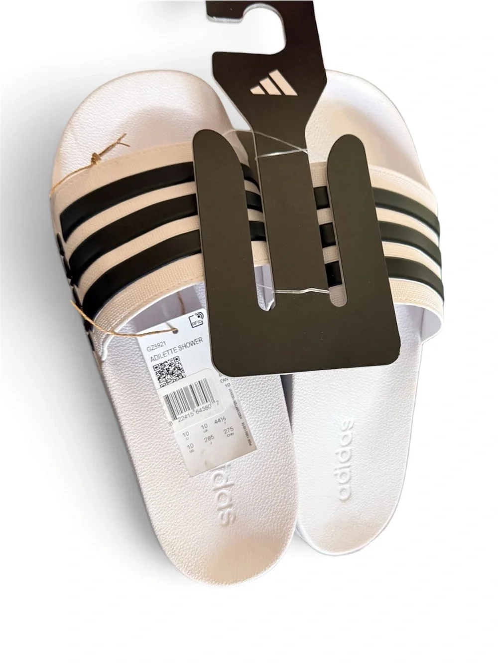 Adidas, Men's Black & White Slide Sandals - Lightweight Casual Slip-Ons, size 10